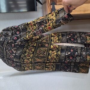 Vtg. Georgiou Silk, Gold and Black Tunic